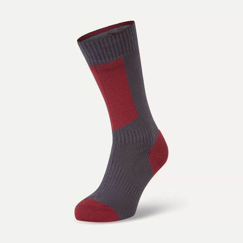 Sealskinz Sock - Runton - Cold Weather - Mid Length - Hydro Stop - Grey / Red