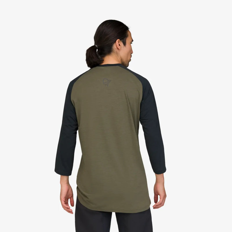 Norrona Skibotn Equaliser Merino Tee 3/4 Sleeve - Olive Night - SS25