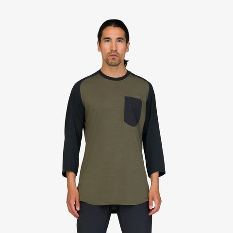 Norrona Skibotn Equaliser Merino Tee 3/4 Sleeve - Olive Night - SS25