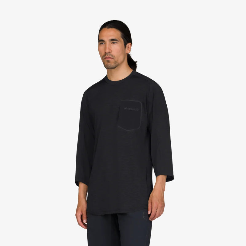 Norrona Skibotn Equaliser Merino Tee 3/4 Sleeve - Caviar Black - SS25