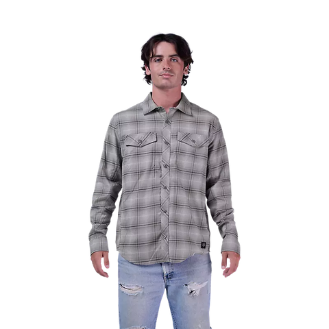 Fox Men's Survivalist Stretch Flannel LS Shirt - Light Grey