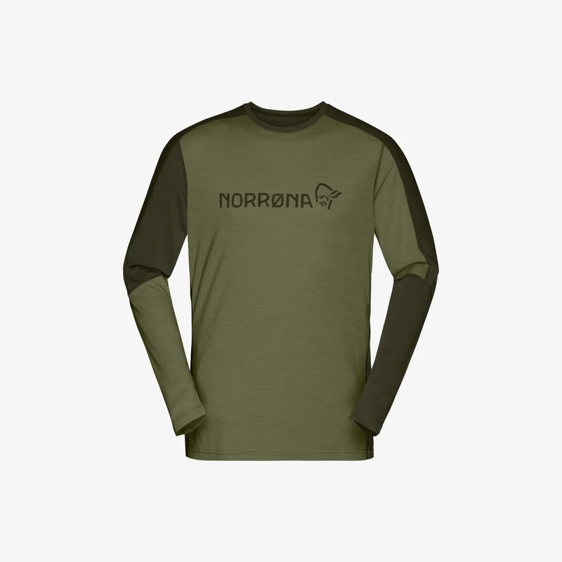 Norrona Falketind Equaliser Merino LS Jersey - Olive Night / Roisin