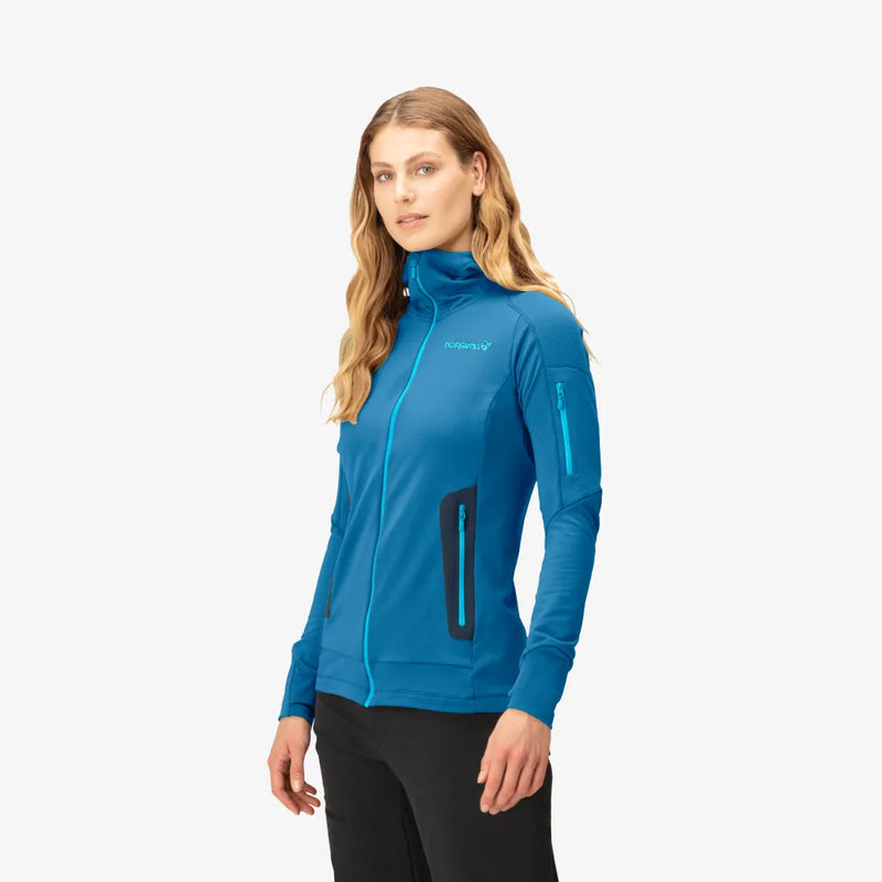 Norrona Women's Falketind Power Grid Hood - Mykonos Blue