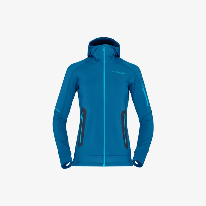 Norrona Women's Falketind Power Grid Hood - Mykonos Blue