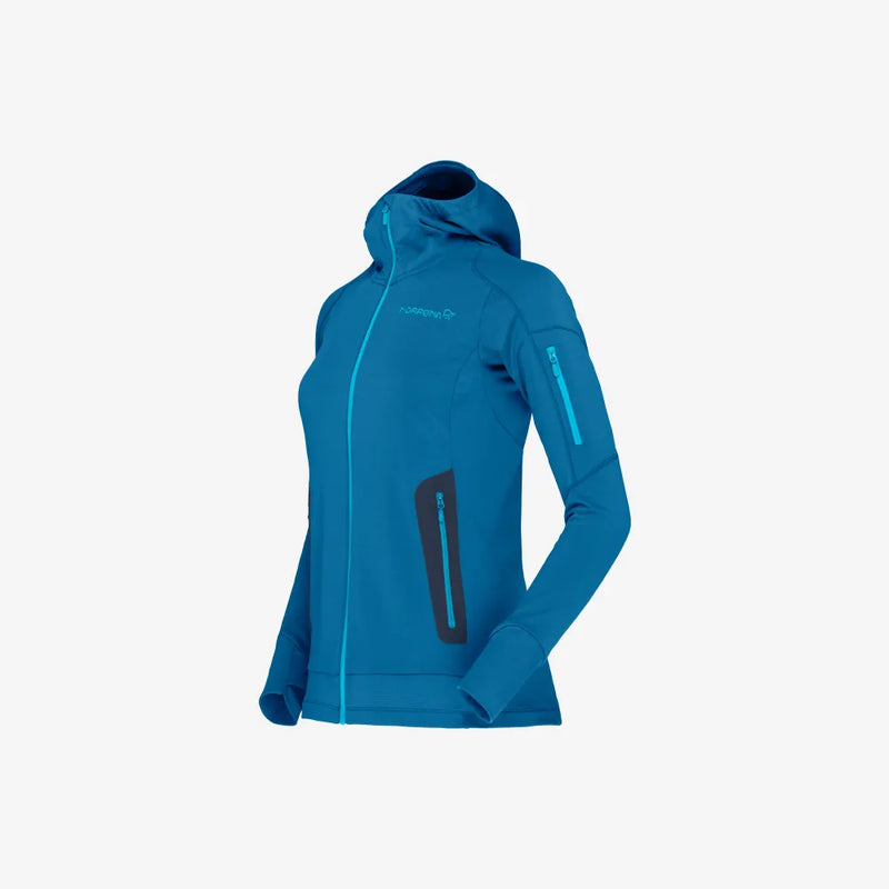 Norrona Women's Falketind Power Grid Hood - Mykonos Blue