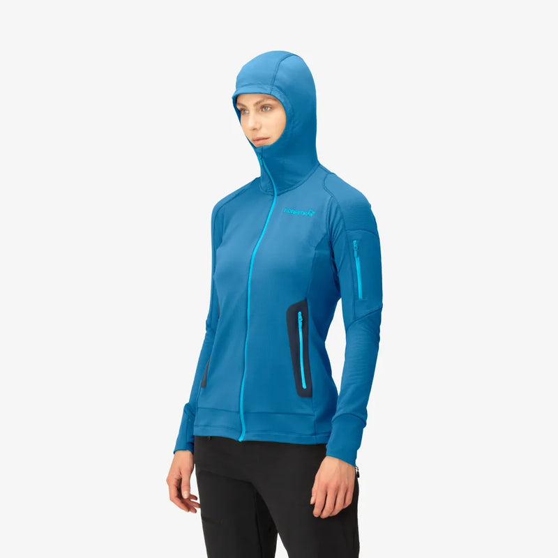 Norrona Women's Falketind Power Grid Hood - Mykonos Blue