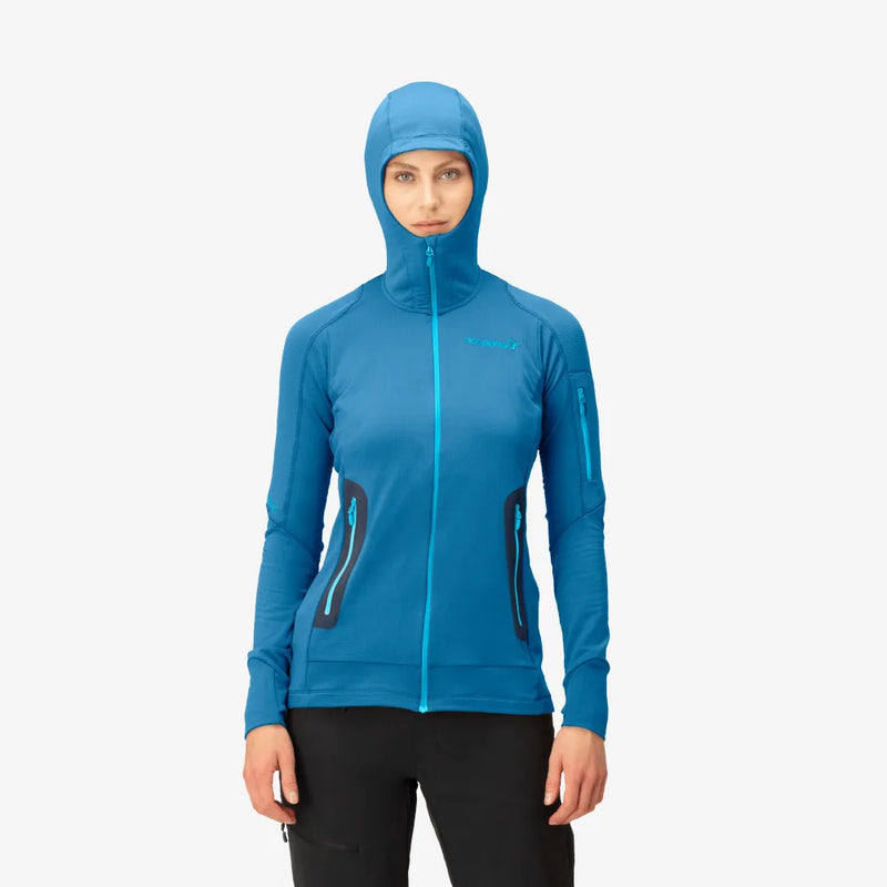 Norrona Women's Falketind Power Grid Hood - Mykonos Blue