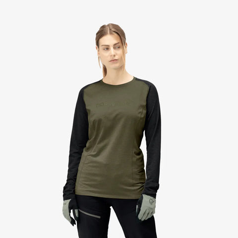 Norrona Women Fjora Equaliser Lightweight Long Sleeve - Olive Night - SALE
