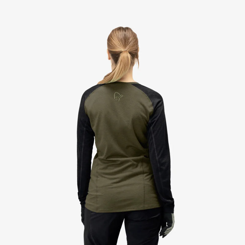 Norrona Women Fjora Equaliser Lightweight Long Sleeve - Olive Night - SALE