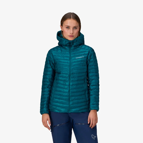 Norrona Women's Trollveggen Superlight Down 800 Hood Jacket - Everglade SS25
